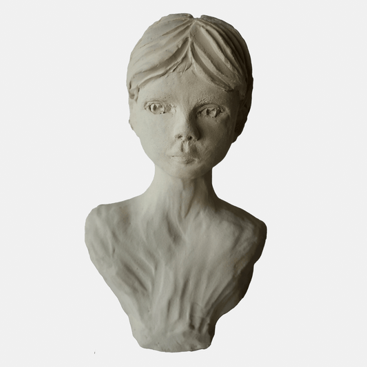 Sculpture enfant 8 ans fille buste en gres aix en provence