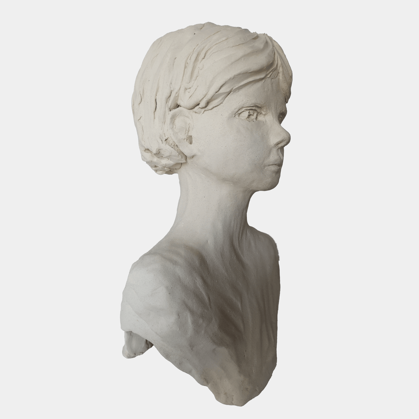 Sculpture enfant 8 ans fille buste en gres aix en provence
