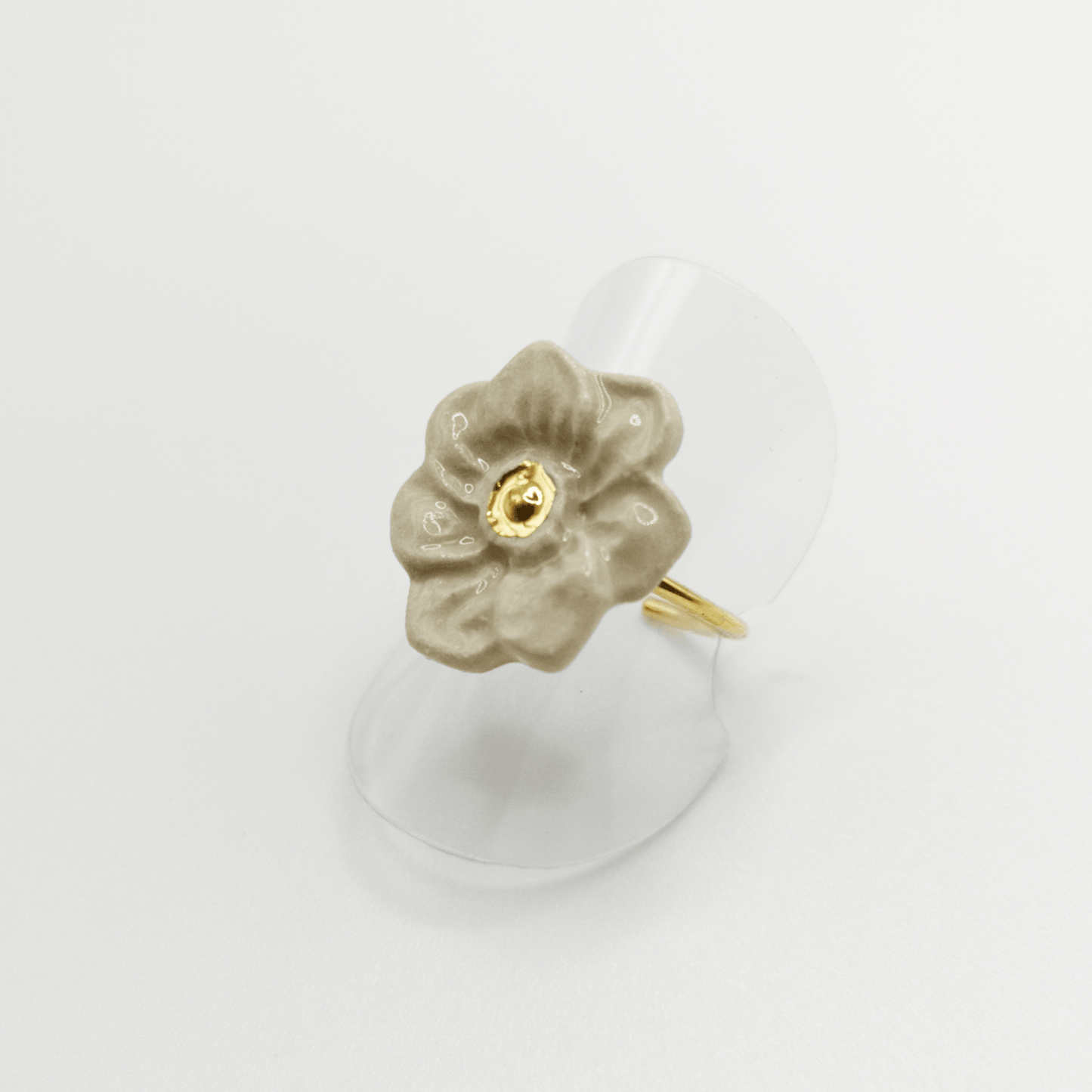 Bague anemone des bois fleur blanc artisan francais aix en provence