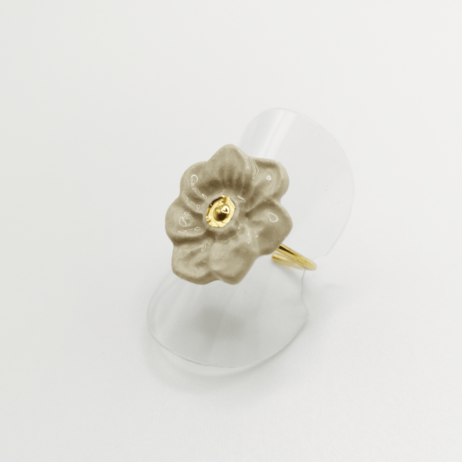 Bague anemone des bois fleur blanc artisan francais aix en provence