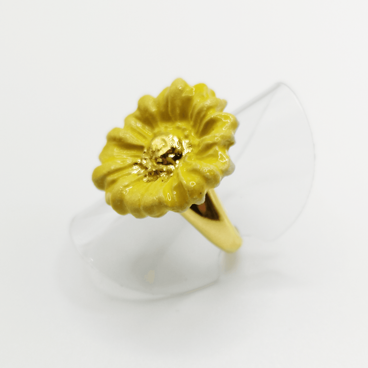 Bague jaune or fleur marguerite made in france Provence fait main