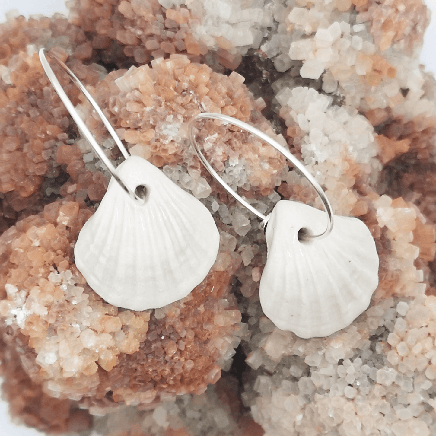 Bouce d'oreille coquillage argent 925 fait main Aix en Provence Corinne Ceramique pour femme