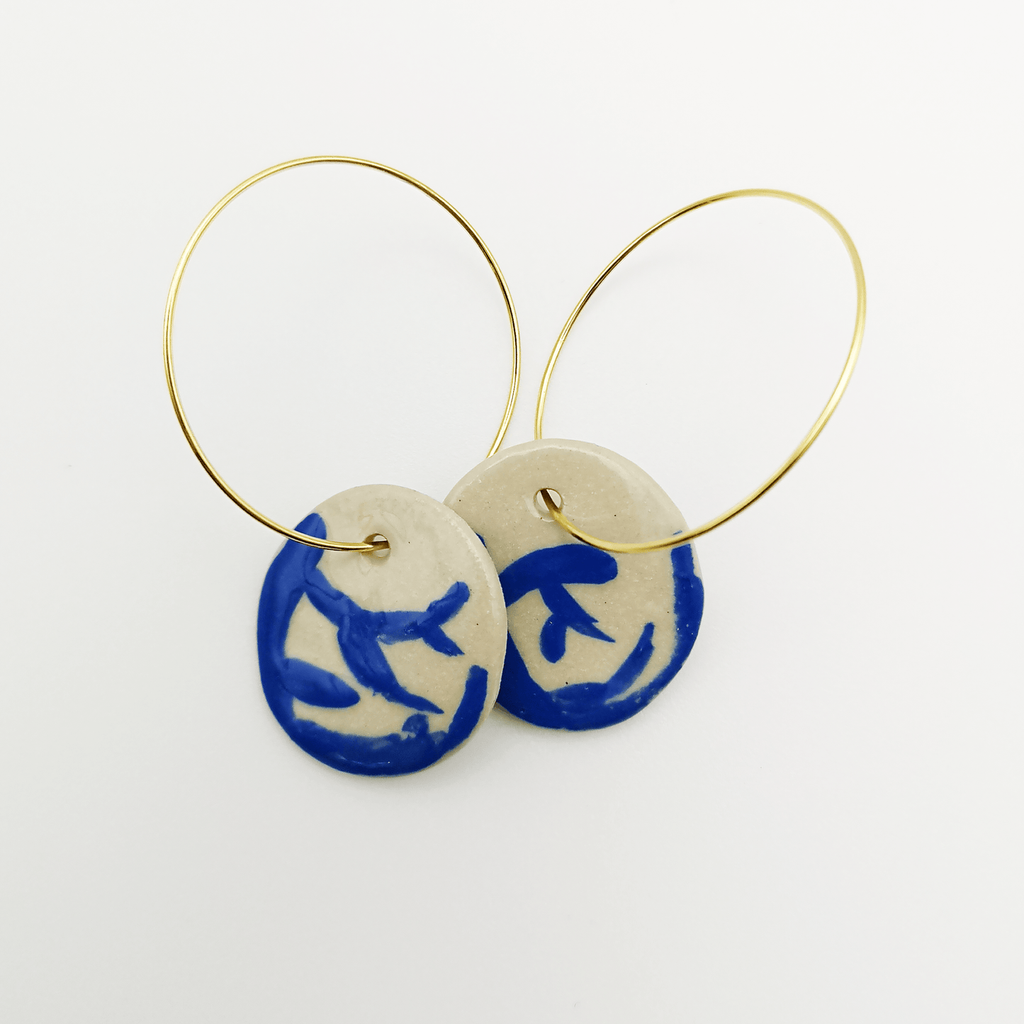 Bouces d'oreilels bleu blanc Écrin Rose Inclus Prêtes à Offrir en Cadeau