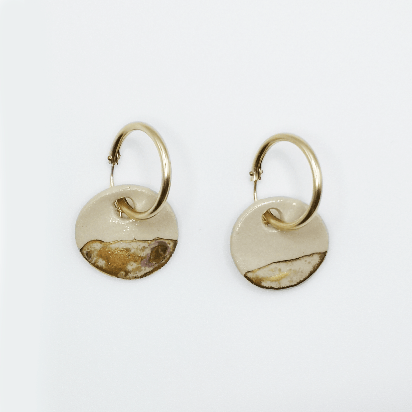 Boucles d'oreilles blanches or gold filled pour femme Corinne Ceramique