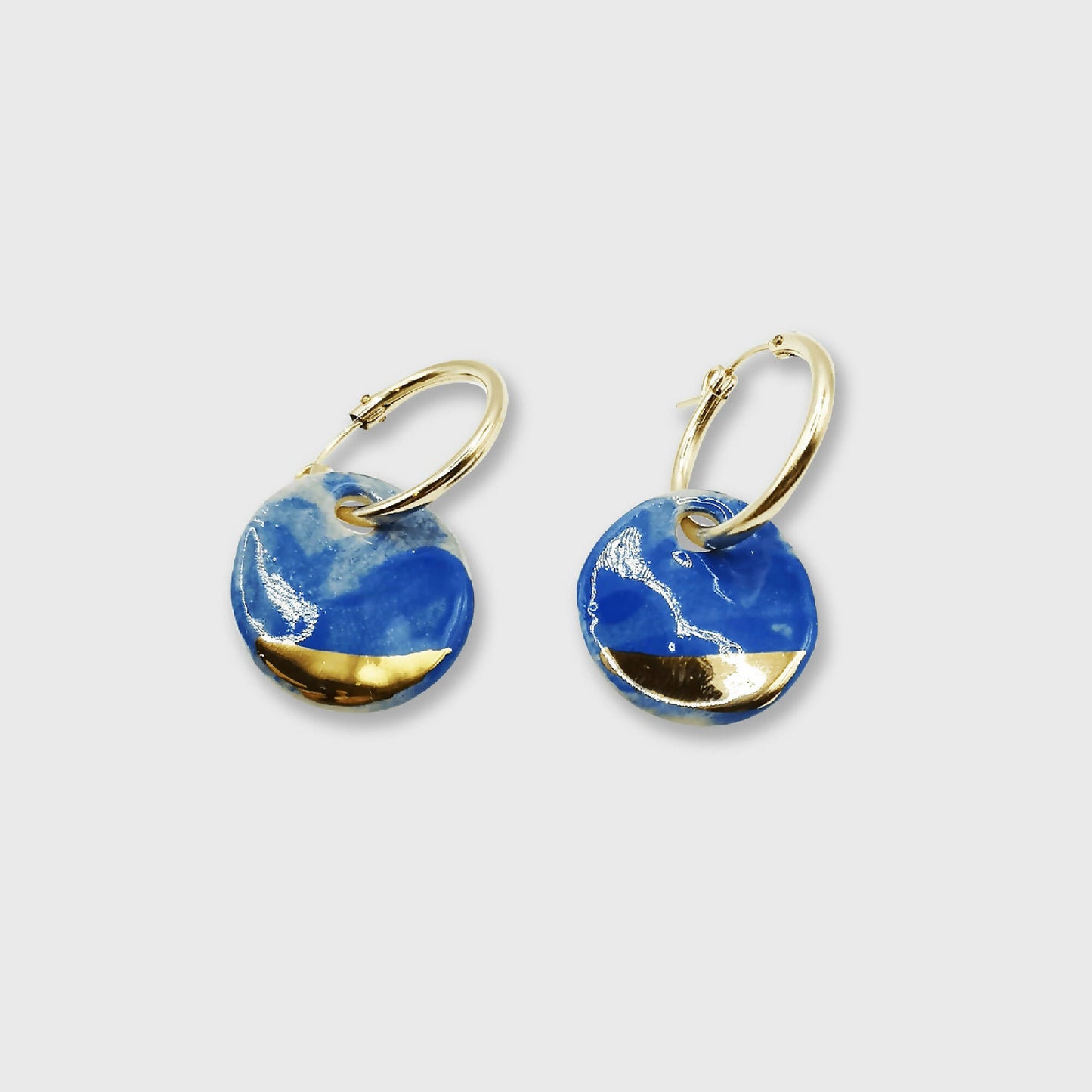 Boucles d'oreilles bleu Gold Filled or pour femme chic made in France fait main