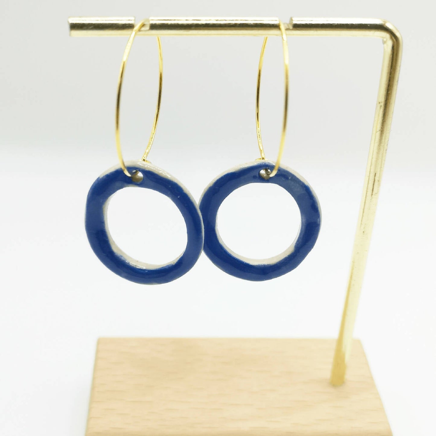 Boucles d oreilles bleu cercle moderne corinne ceramique aix en provence
