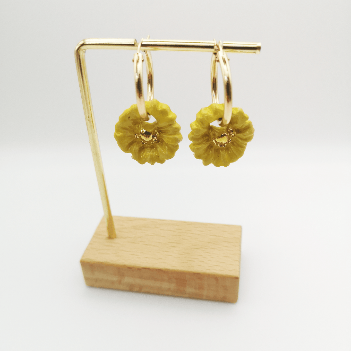 Boucles d'oreilles pendantes pour femme jaune marguerite artisannat francais