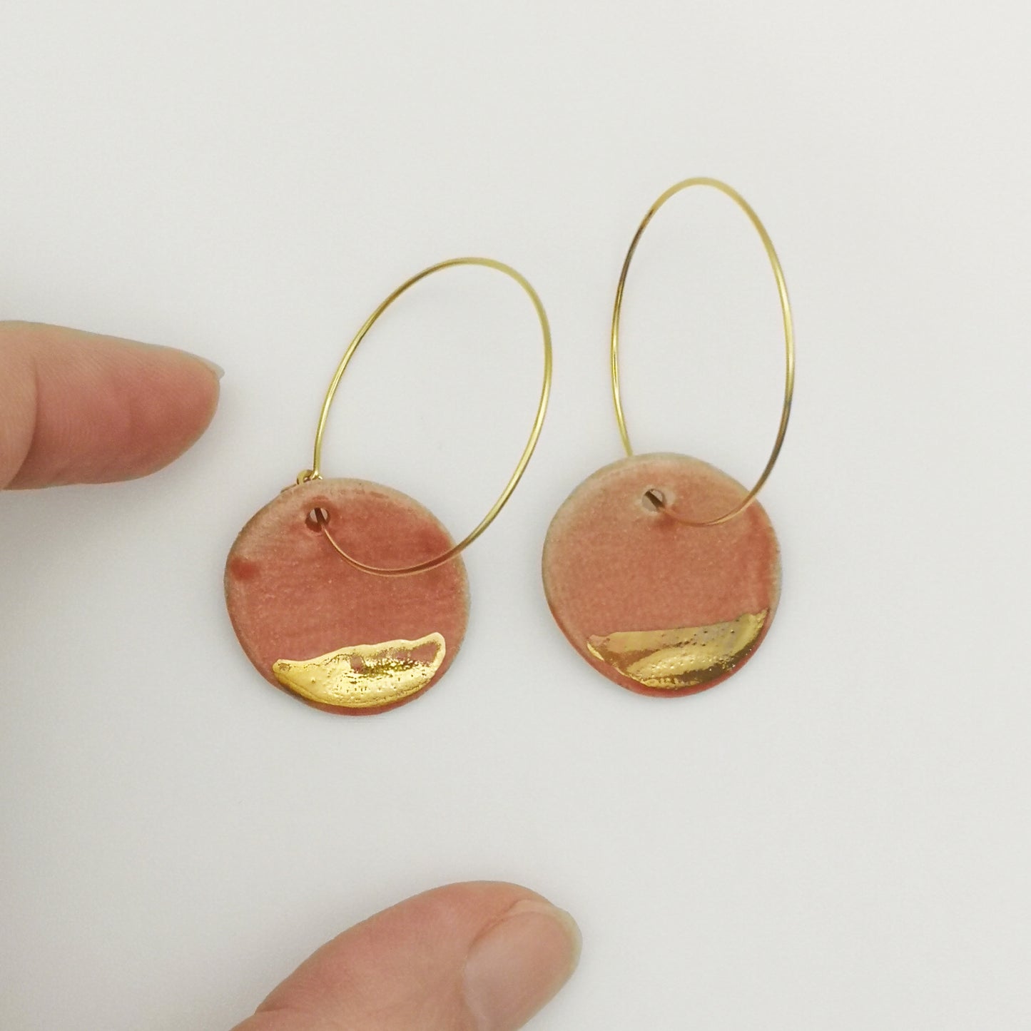 Boucles d'oreilles rouge corail et or fait main aix en provence corinne ceramique luxe cadeau femme