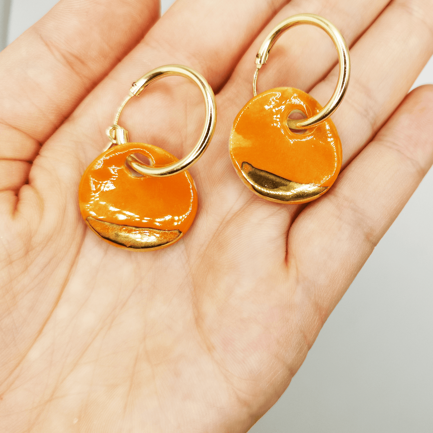 Boucles d'oreilles oranges pour femme or gold filled