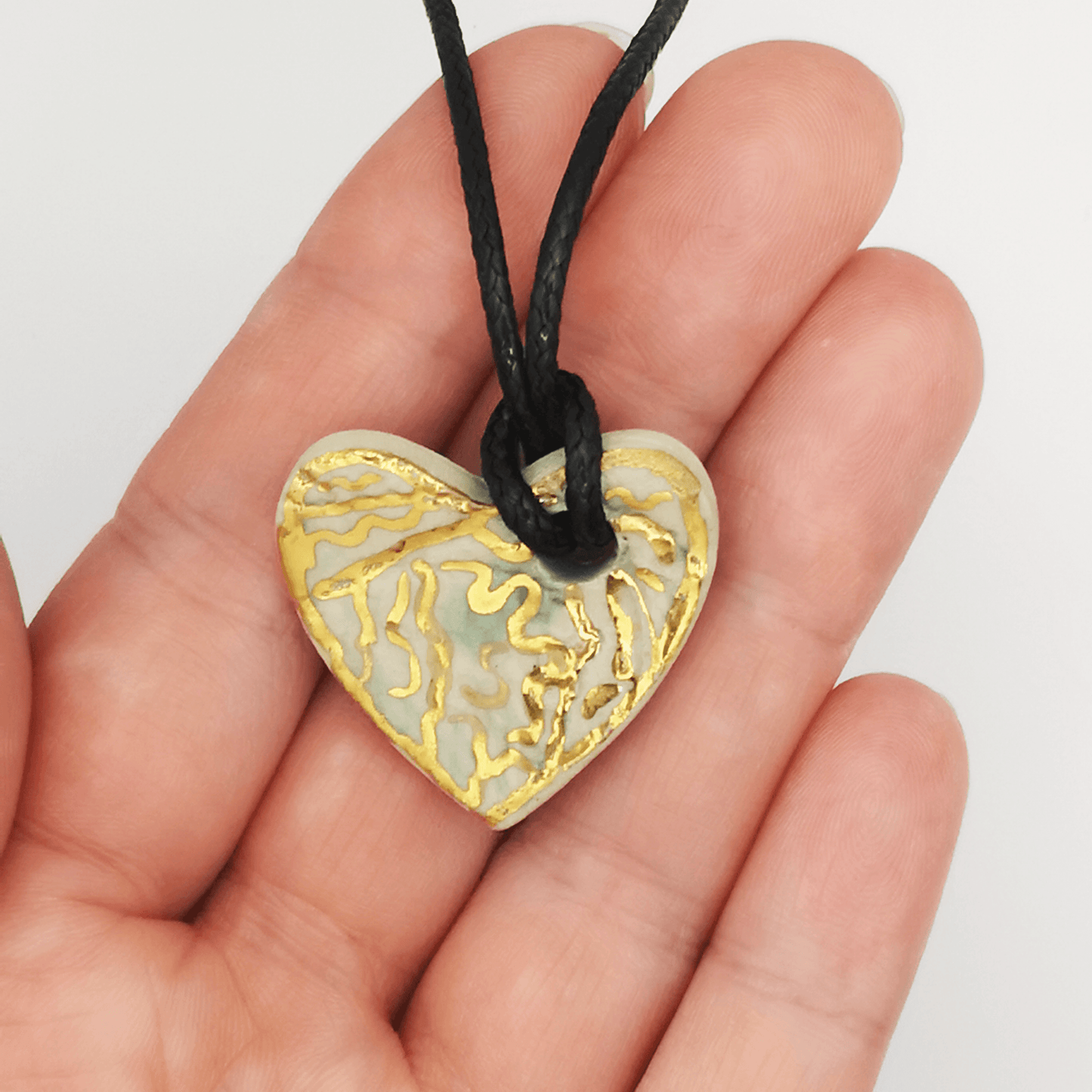 Collier vert coeur ceramique