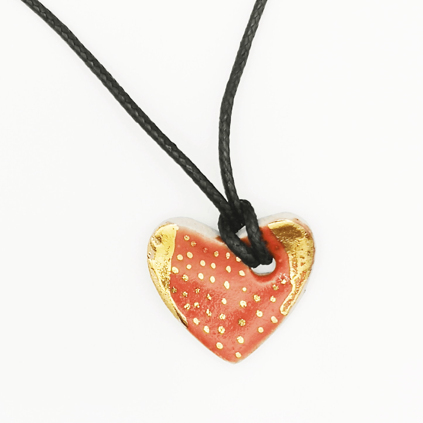 Collier coeur rouge cordon cuir pour femme Corinne Ceramique