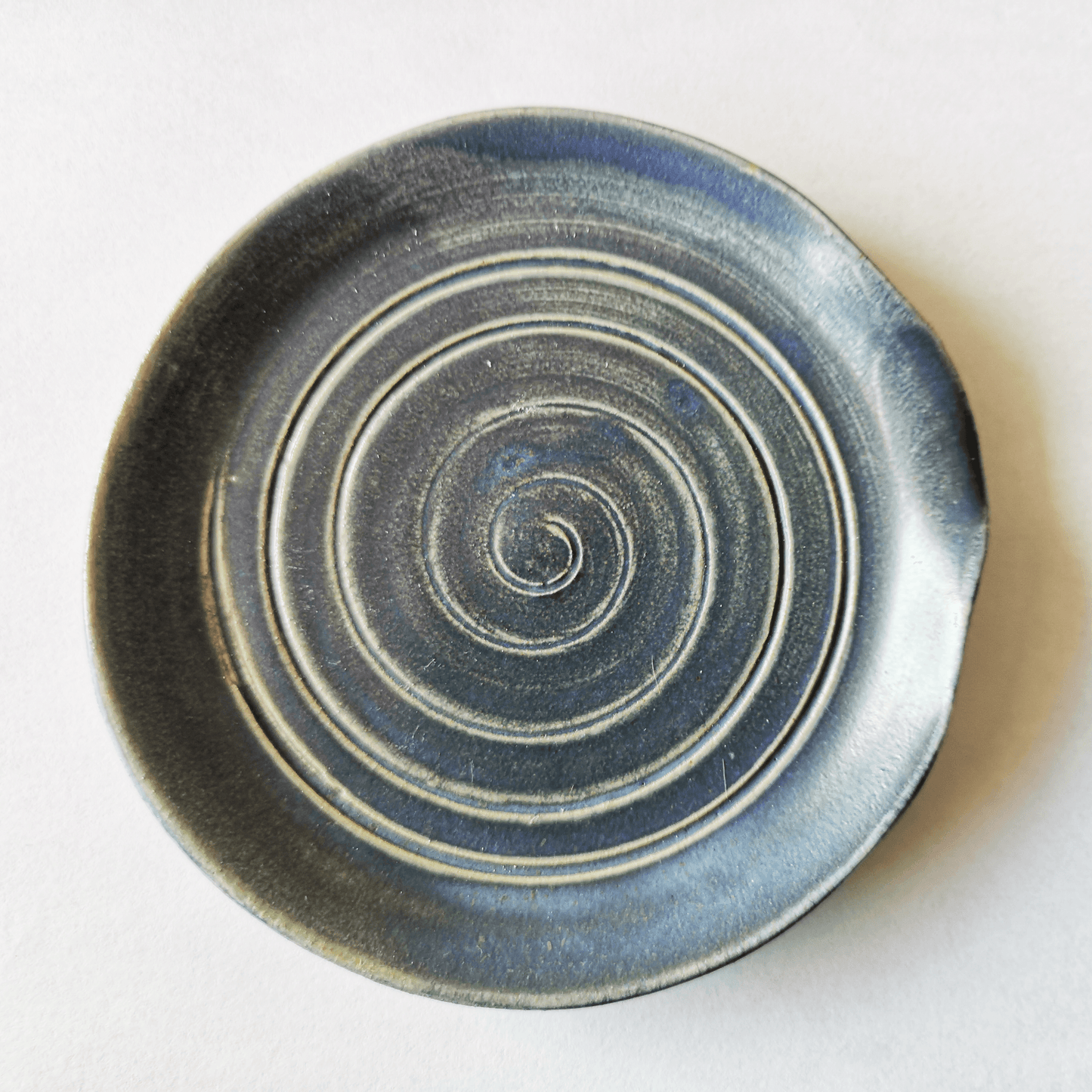 Porte cuillere bleu fait au tour gres Aix en Provence Spoon rest Repose cuillere Spoonrest