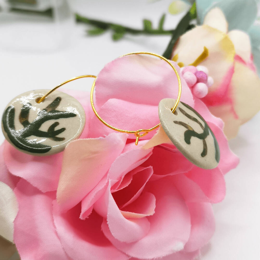 Boucle d oreille blanc vert pendante femme corinne ceramique