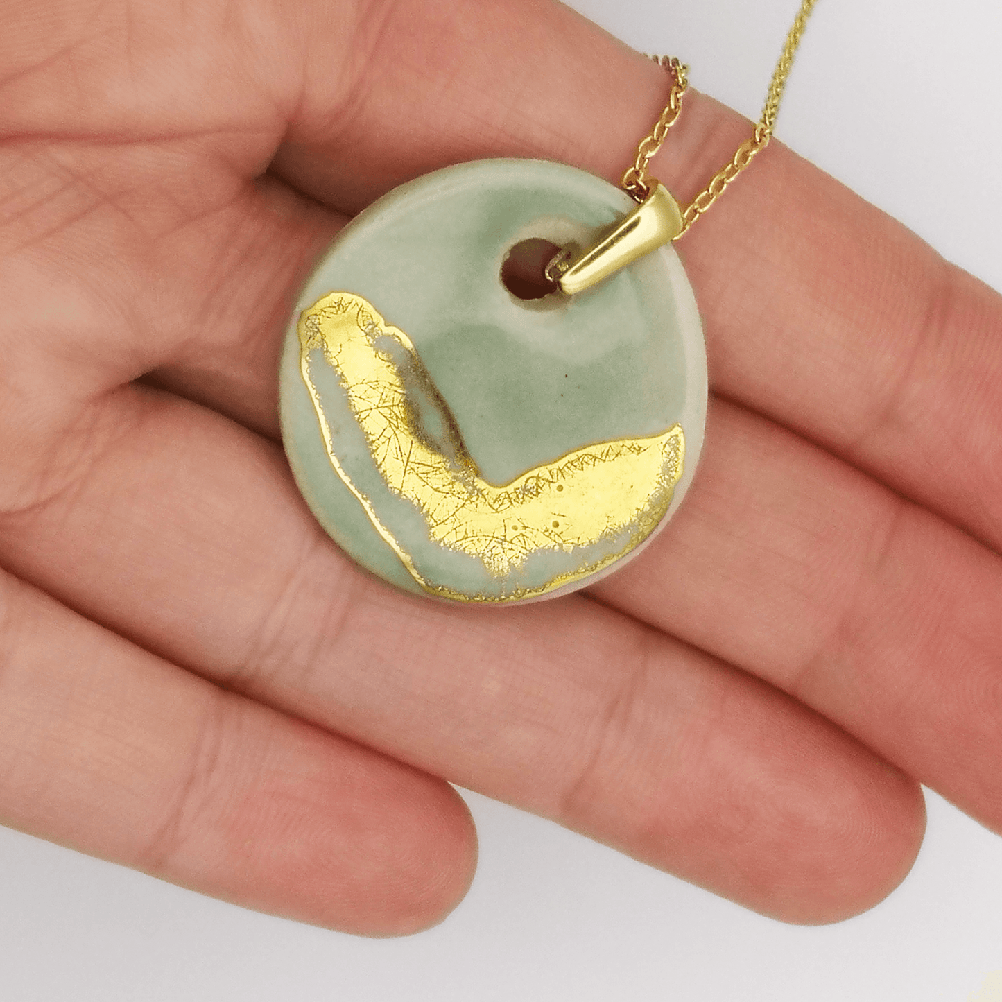 Collier ver celadon or pour femme cadeau anniversaire