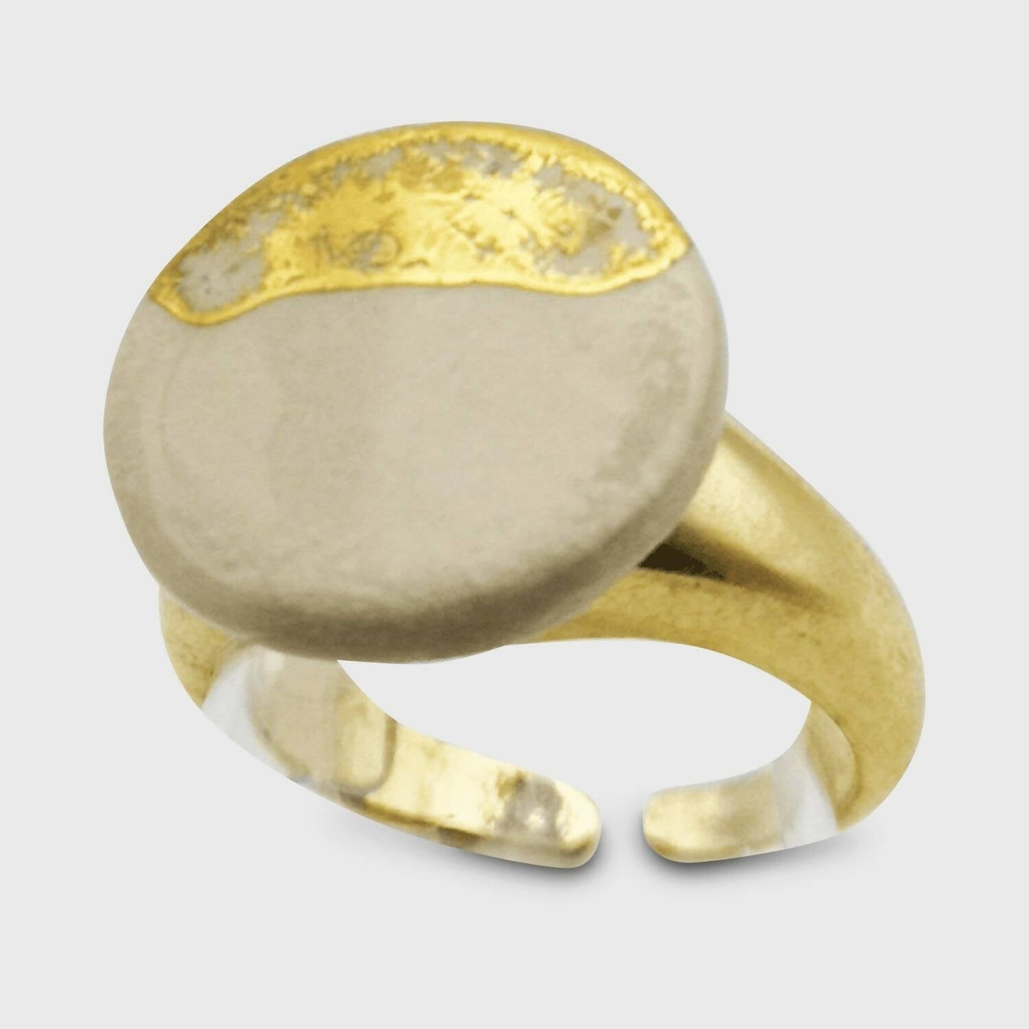 Bague blanc ceramique design unique fait main France Provence