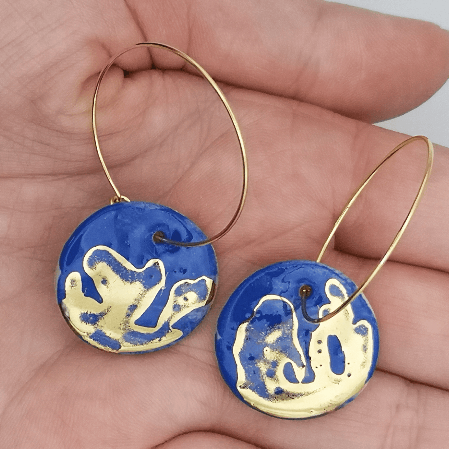 boucles d'oreilles bleu Klein roi mer algue pendante pour femme ou ado