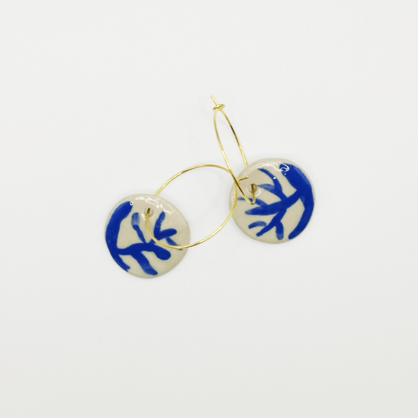 Boucles d'oreilles bleu branche nature Corinne Ceramique
