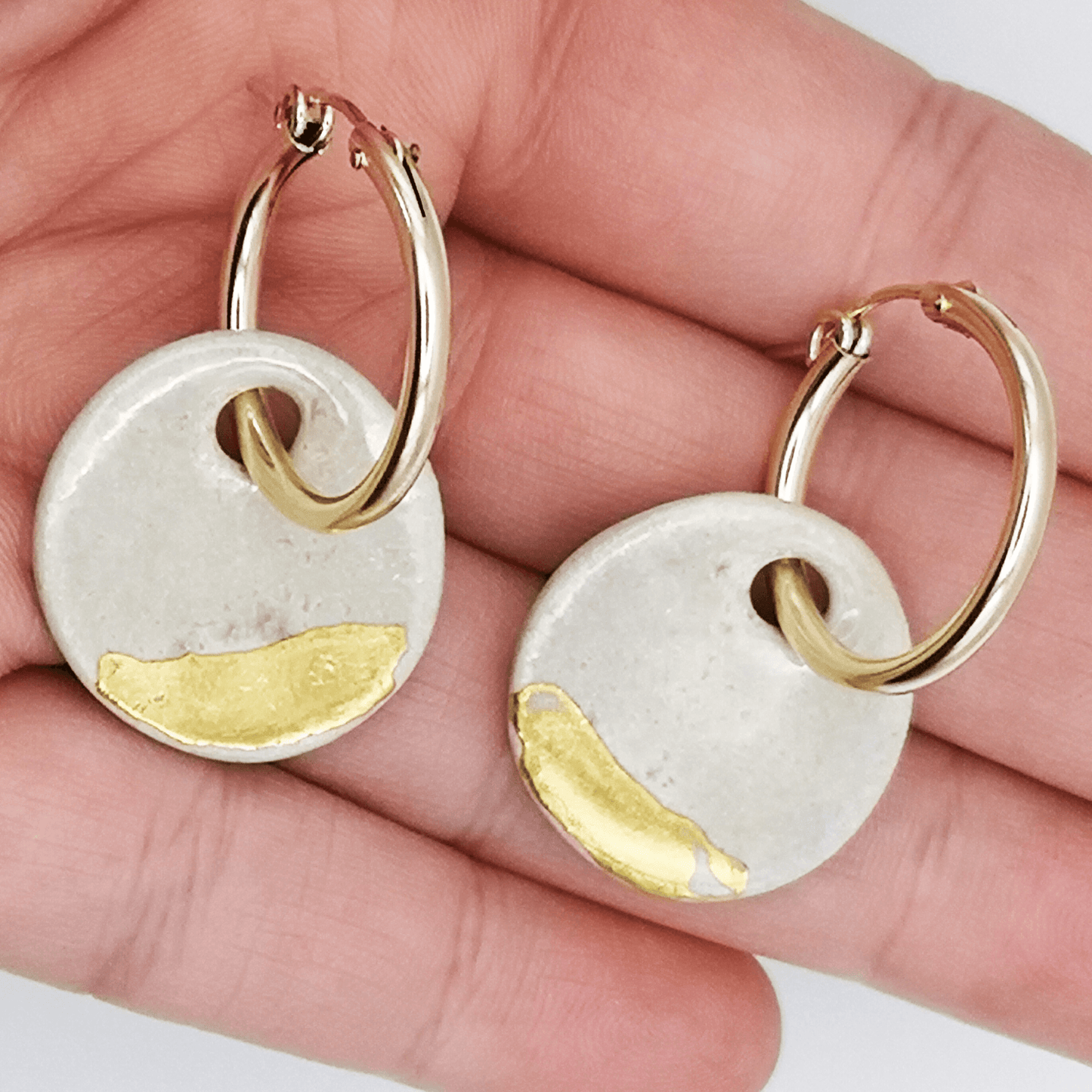Boucles d'oreilles nacre blanc or gold filled