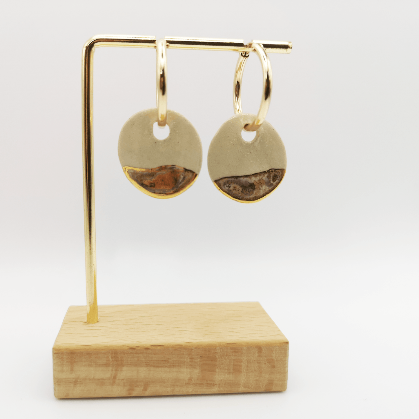 Boucles d'oreilles blanc gold filled or fait main