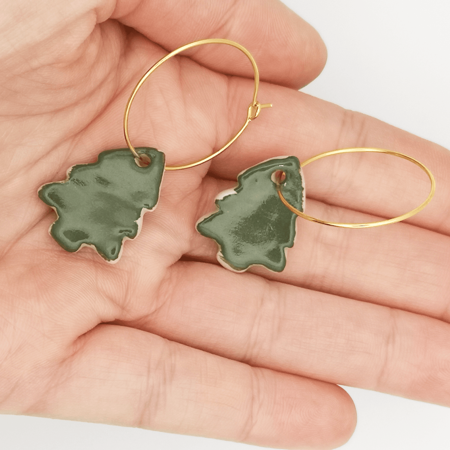 Boucles d'oreilles sapin vert pendante noel pour femme