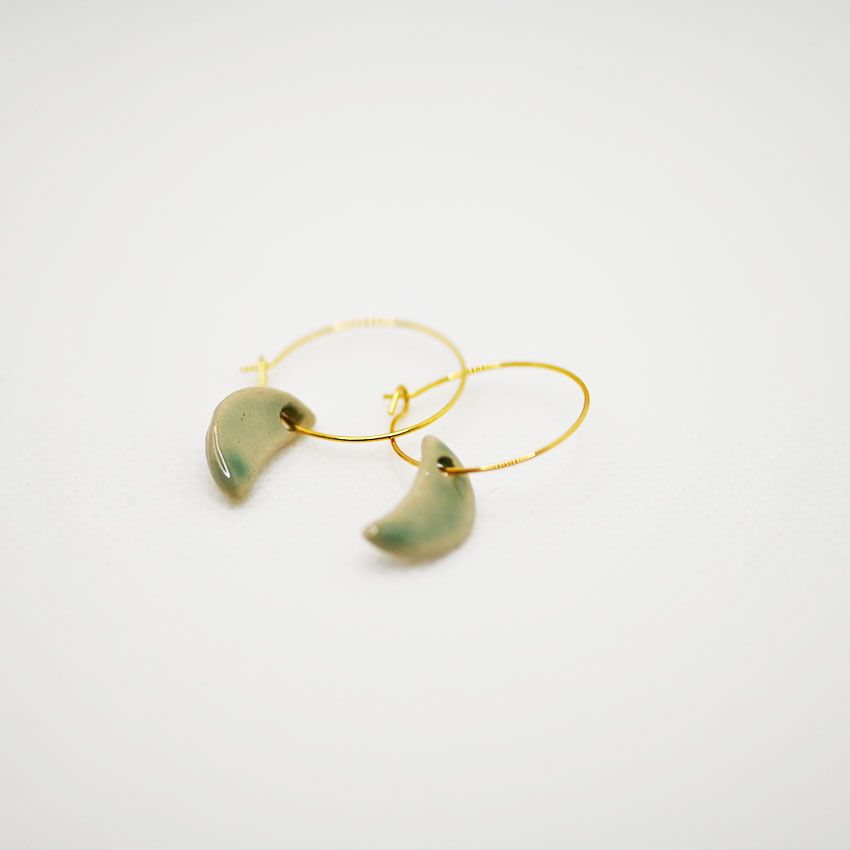 boucles d'oreilles lune verte pendante pour femme idee cadeau chic