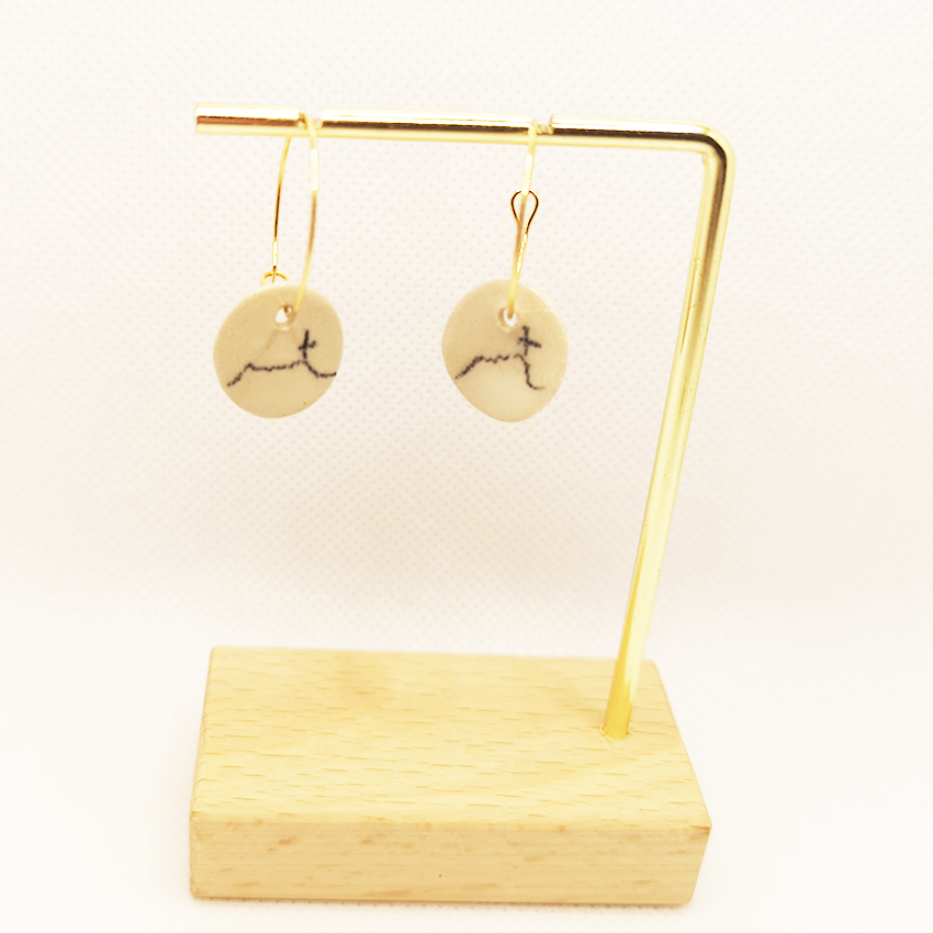 Boucles d'oreilles blanc noir or pendante pour femme Montagne Sainte Victoire Aix en Provence souvenir pour femme Creole