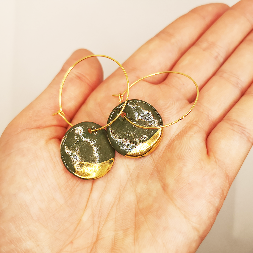 boucles d'oreilles vertes olive pour femme made in France