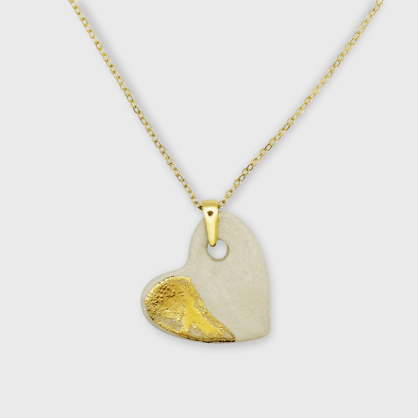Collier blanc argile or corinne ceramiqe chaine or