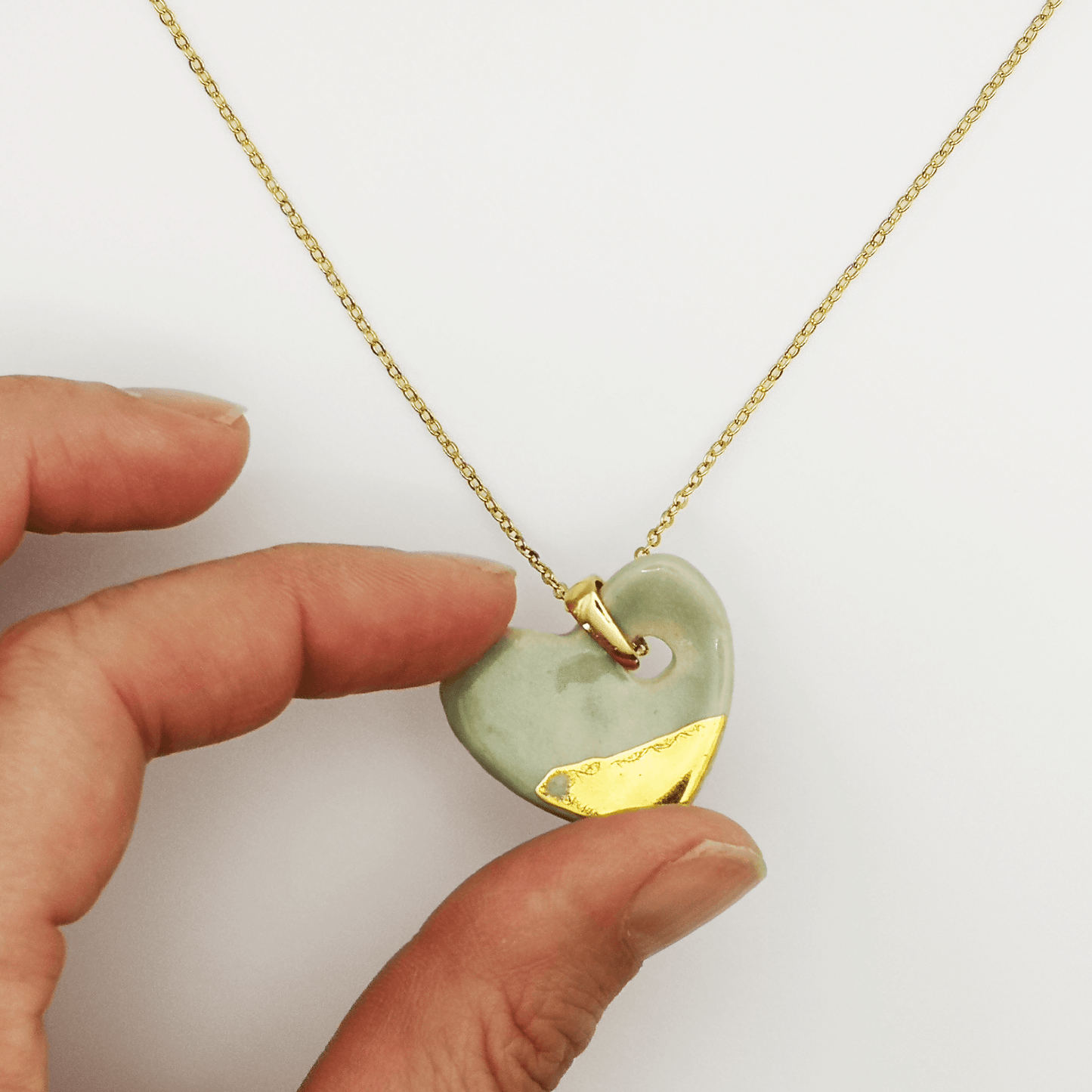 Collier coeur vert fait main a Aix en Provence