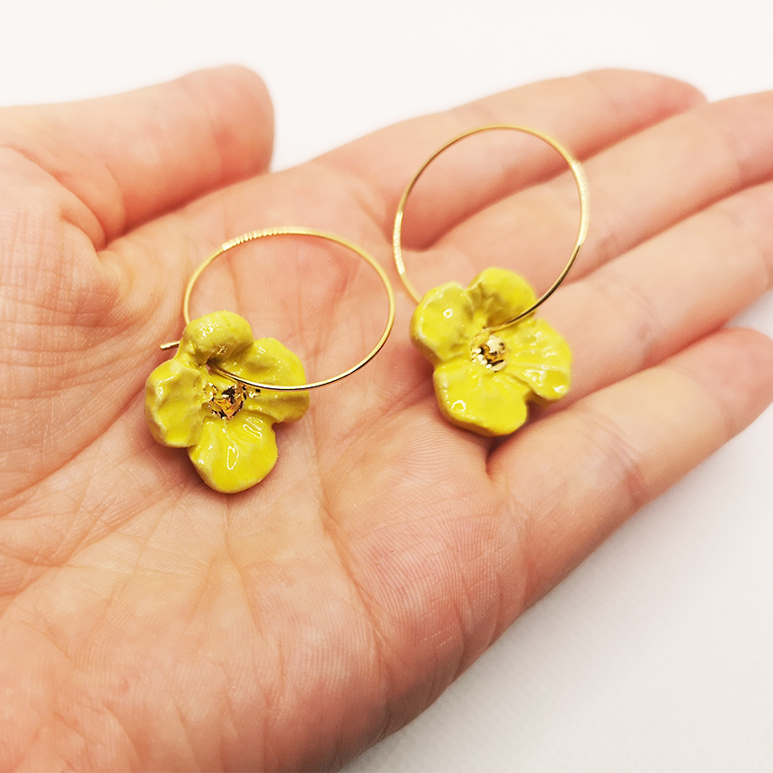 Boucles d'oreilles fleurs jaunes