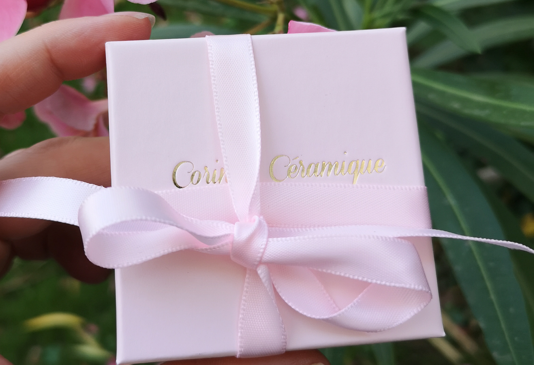 Boite bijoux cadeau emballage rose pale Corinne Céramique