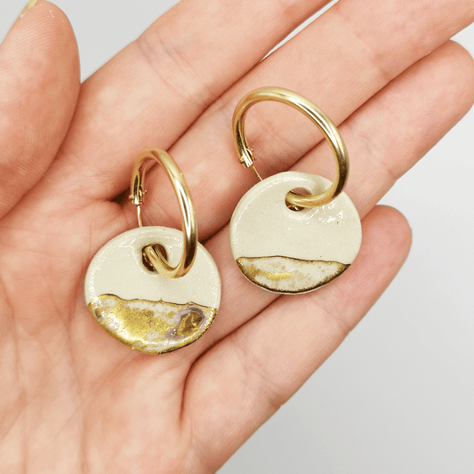 Boucles d oreilles Gold Filles made in Aix en Provence blanc or cadeau pour femme