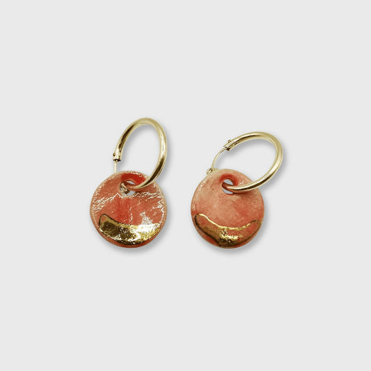 Bijoux Luxe Boucles d oreilles rouges corail or gold filled pour femme idee cadeau Corinne Ceramique