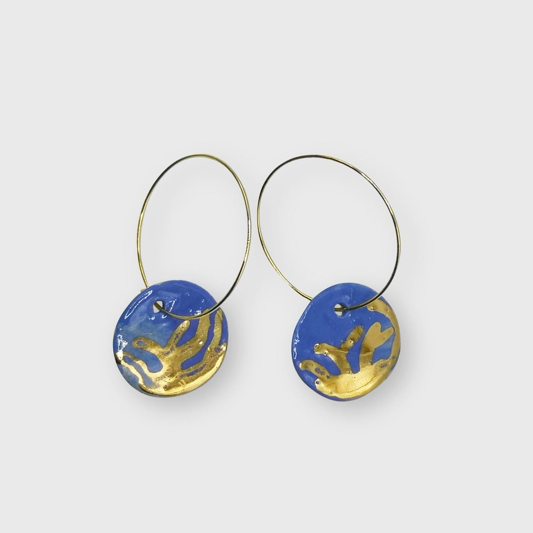 Boucles d'oreilles Matisse bleu roi et or pour femme 