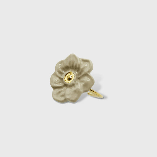 Bague anemone des bois fleur blanc artisan francais aix en provence