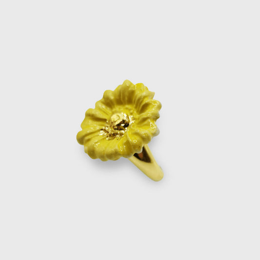 Bague jaune or fleur marguerite made in france Provence fait main