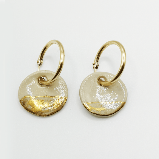 Boucles d'oreilles blanches or gold filled pour femme Corinne Ceramique