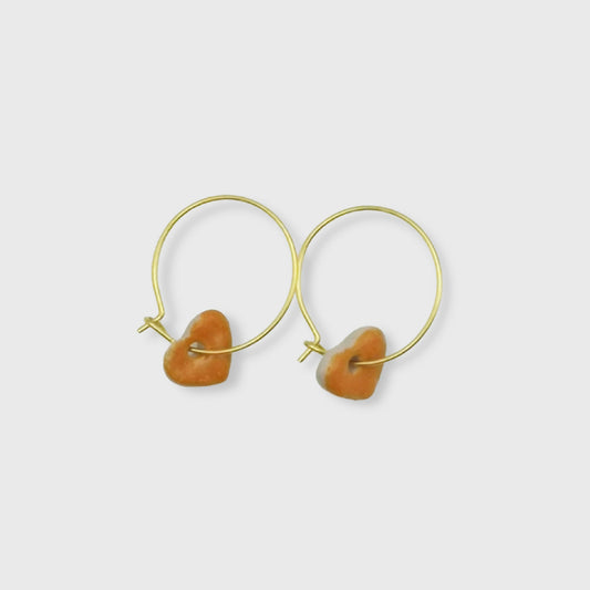 Boucles d'oreilles coeur orange et or pour femme aix en provence artisanat d'exception luxe