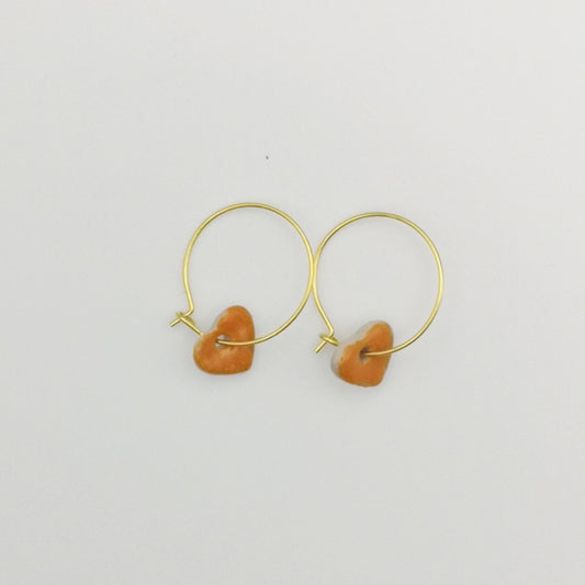 Boucles d'oreilles coeur orange et or pour femme aix en provence artisanat d'exception luxe 