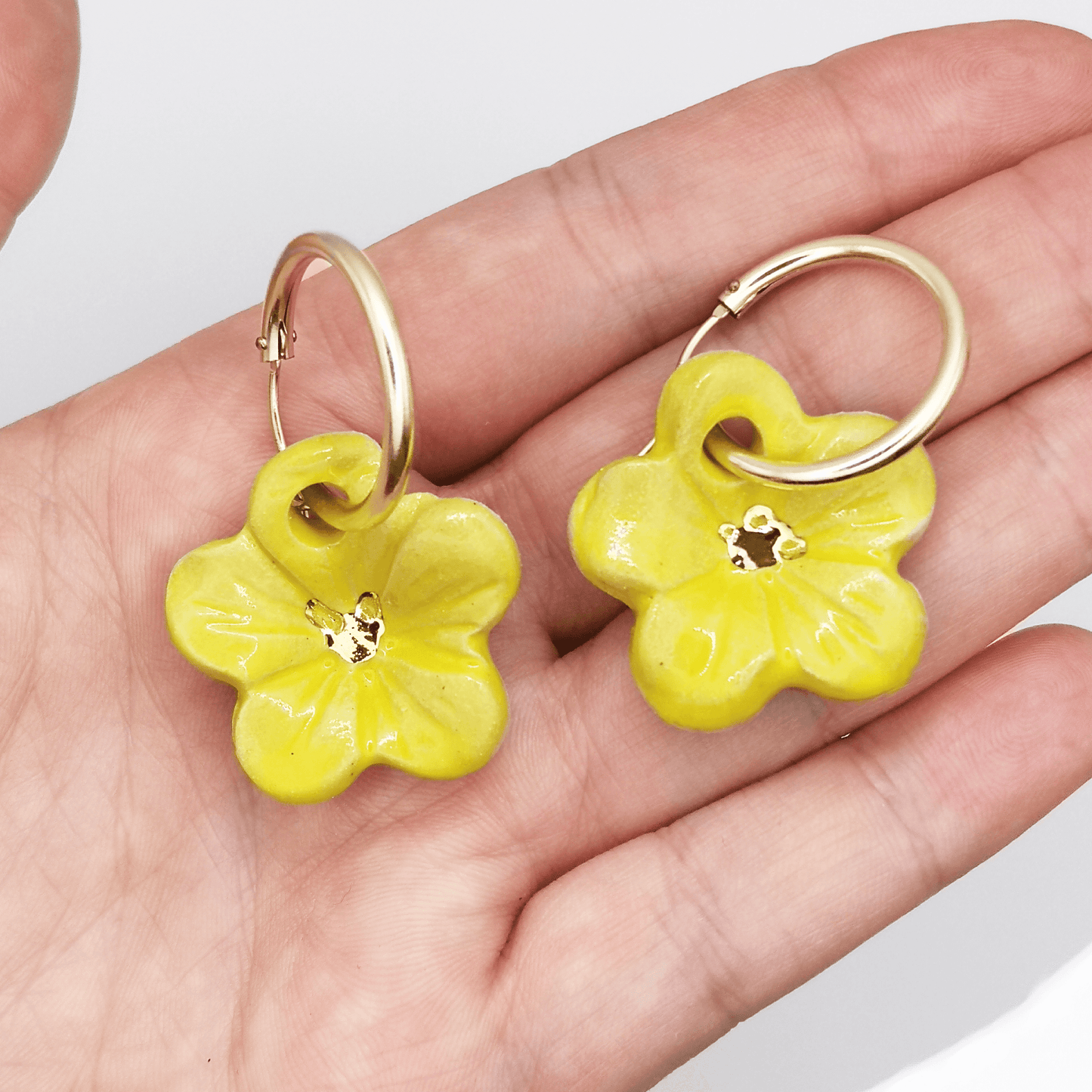 Boucle d oreille gold filled jaune fleur pour femme artisannat francaise