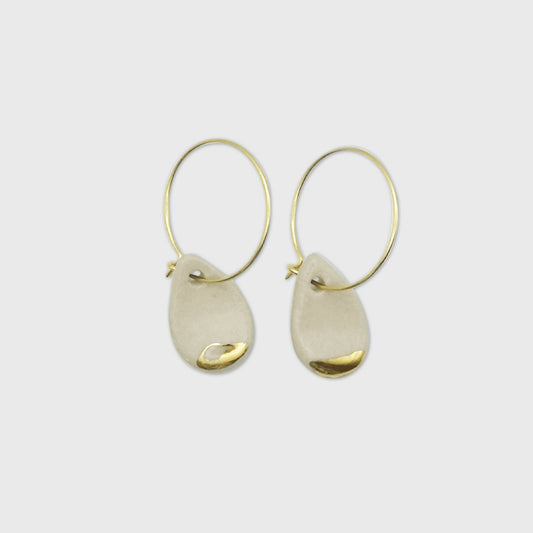 Boucles d'oreilles goutte d'eau blanc or pendante pour femme fait main artisanat d'exception luxe cadeay
