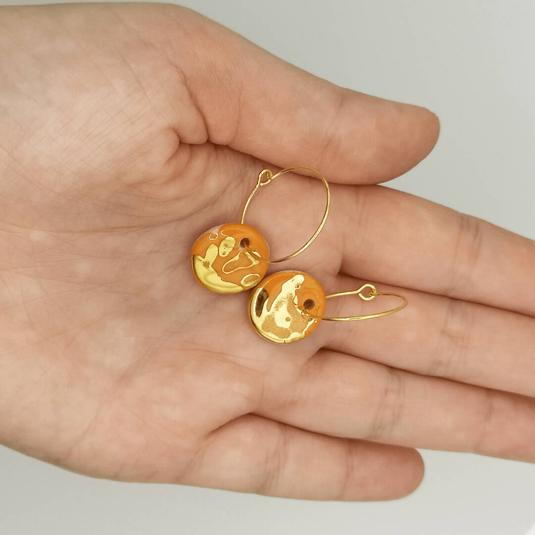 Boucles d'oreilles orange or creole pendante pour femme Aix en Provence