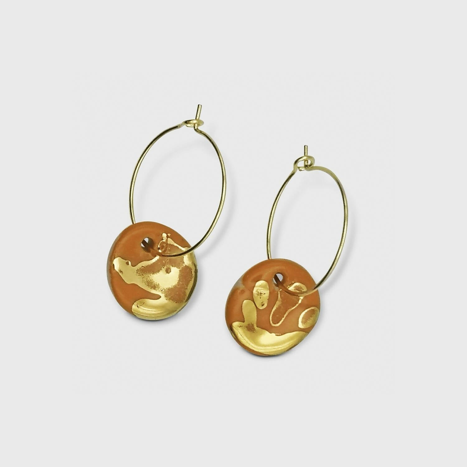 Boucles d'oreilles orange or pendante pour femme artisan