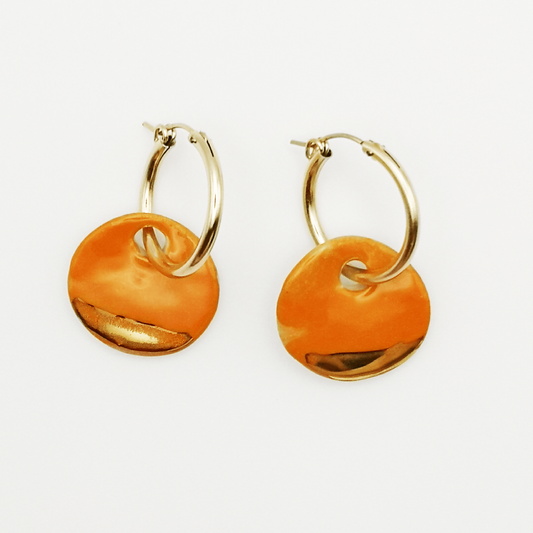 Boucle d'oreille  orange gold filled pour femme pendante