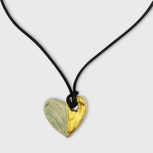 Collier vert coeur cordon cuir reglabe bijoux uxe pour femme a offrir