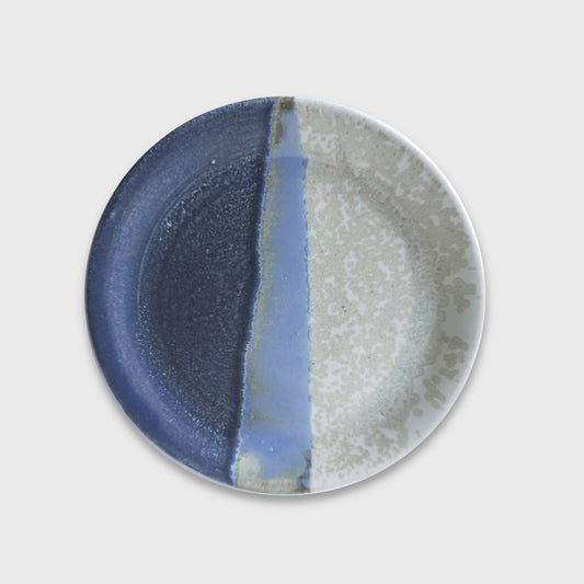 Assiette dessert petite bleu et blanche luxe artisan poterie France