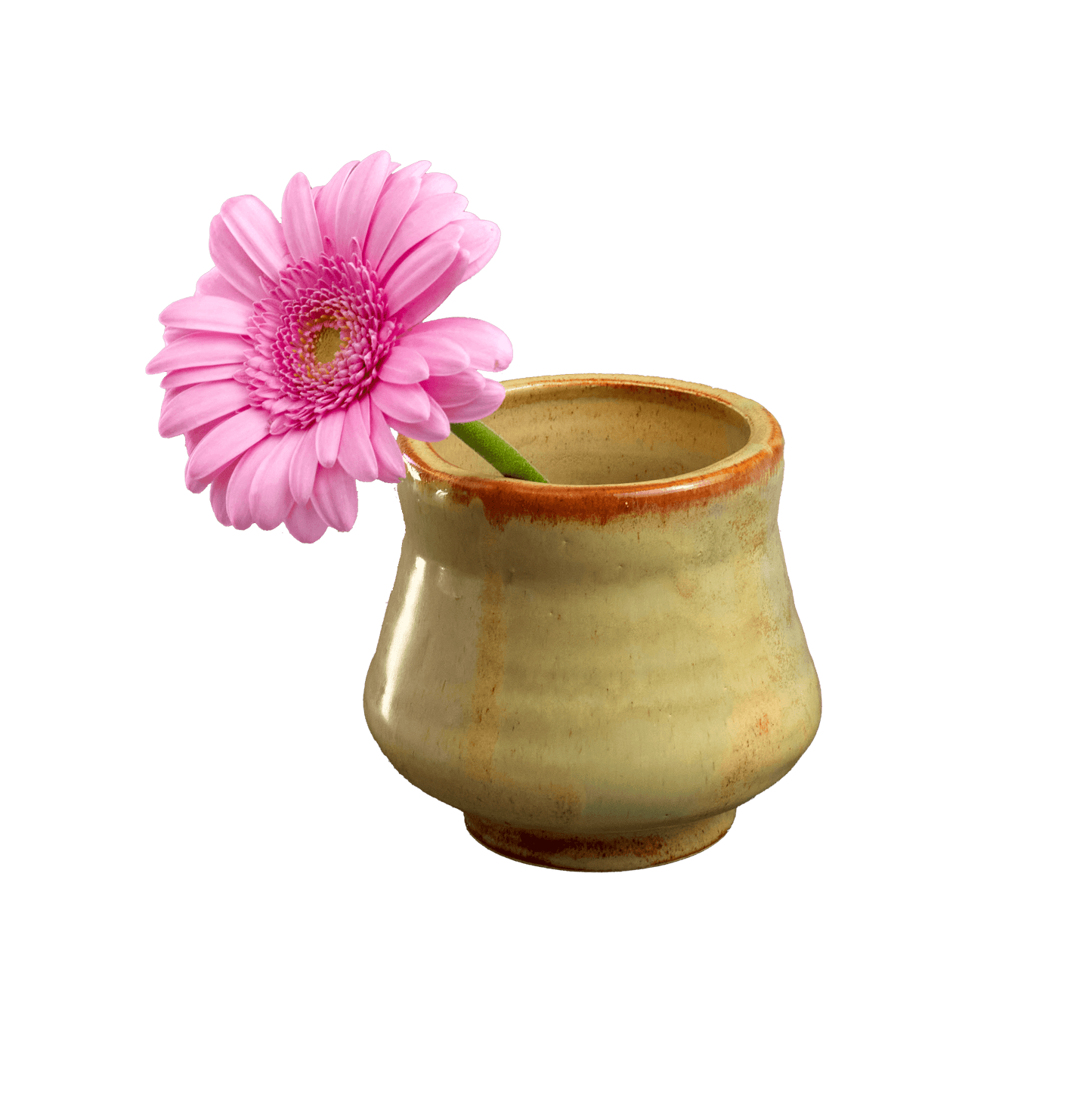 Vase vert tour potier gres marguerite fleur solide artisan fait main unique