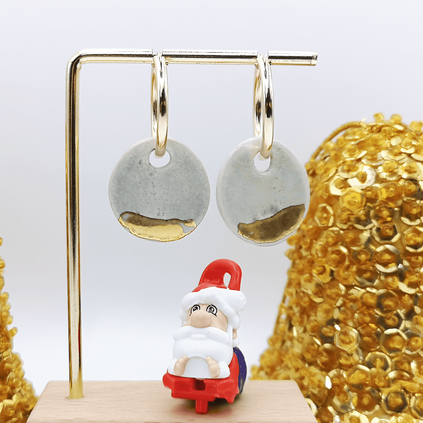 Boucles d'oreilles blanc gold filled pendante pour femme cadeau Noel