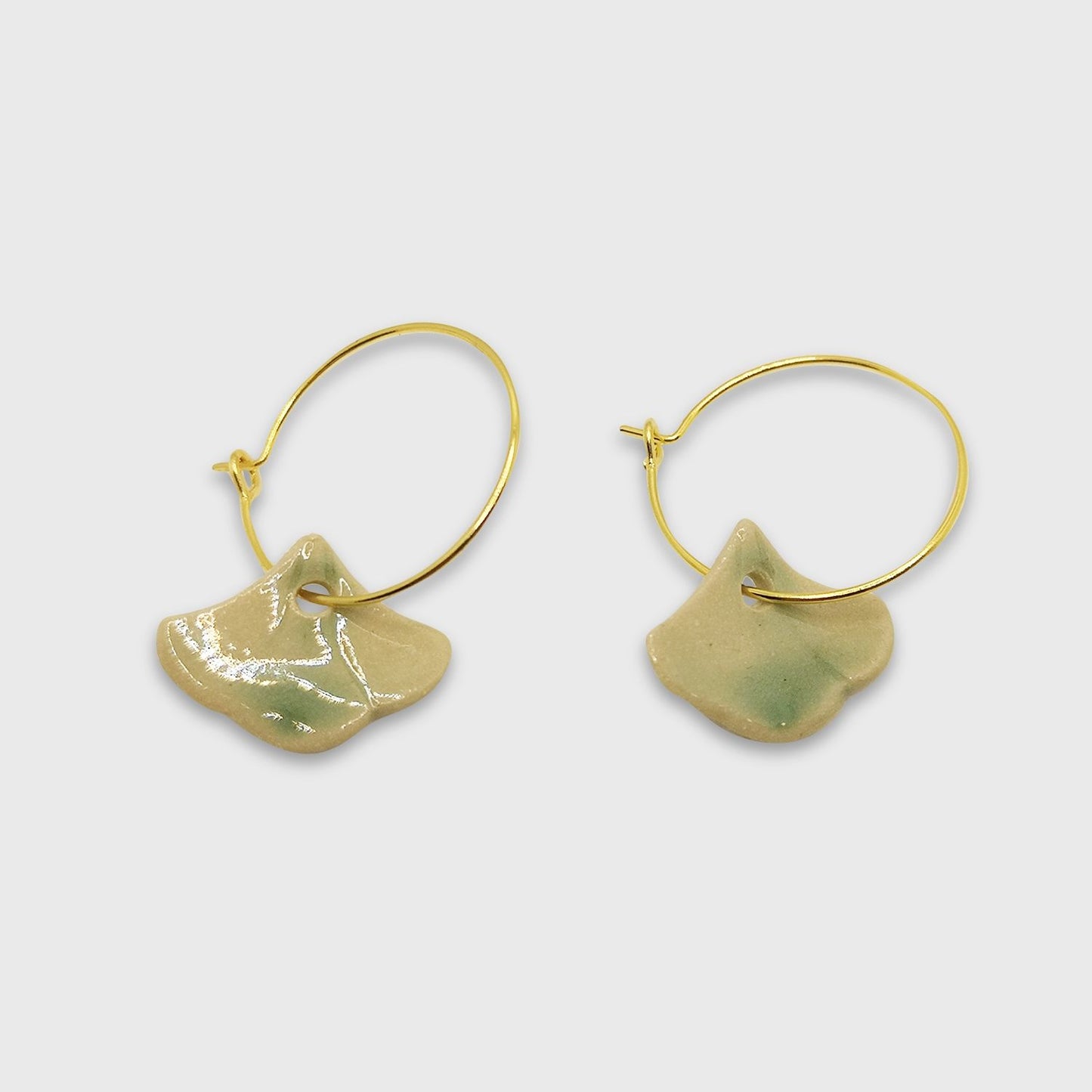 Boucles d'oreilles pendantes Ginkgo verte pour femme