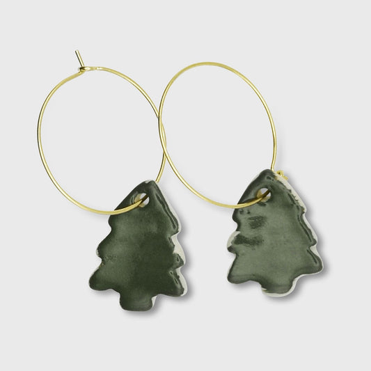 Boucles d'oreilles sapin vert noel fait main pour femme